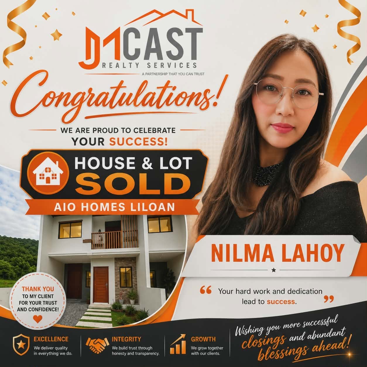 🌟 Congratulations to Nilma Lahoy for House and Lot Sold!