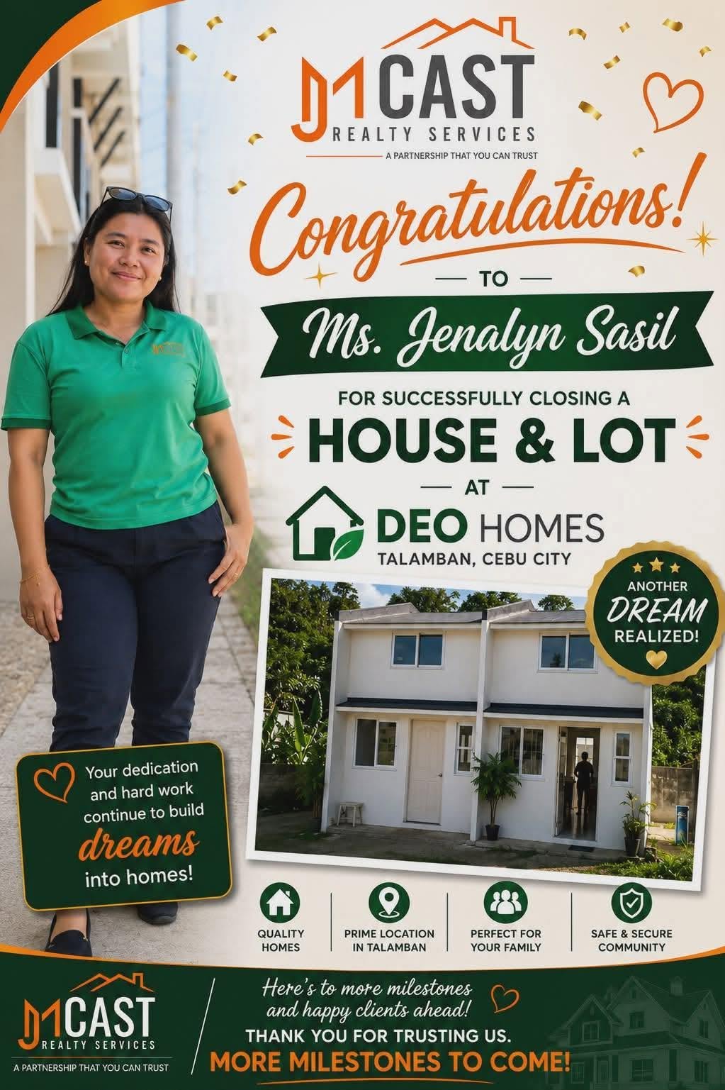 🌟 Congratulations to Jenalyn Sasil for House and Lot Sold!