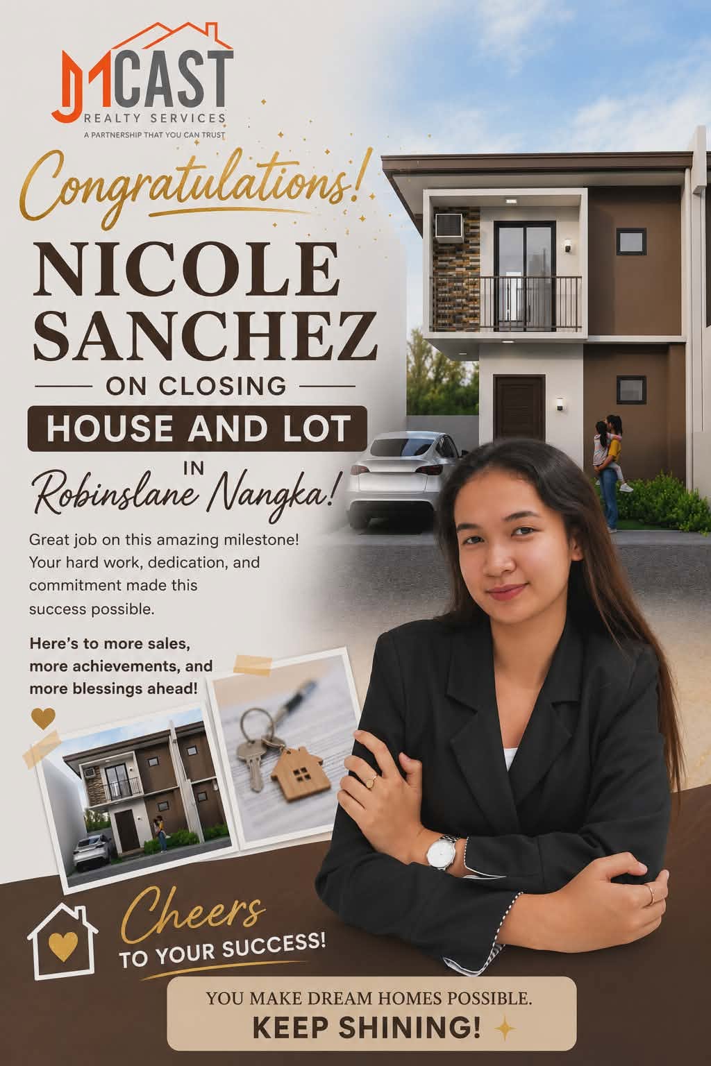 Success takes time, but it is achievable nonetheless. Congratulations to our very own Nicole Sanchez on closing a house and lot unit for Rob