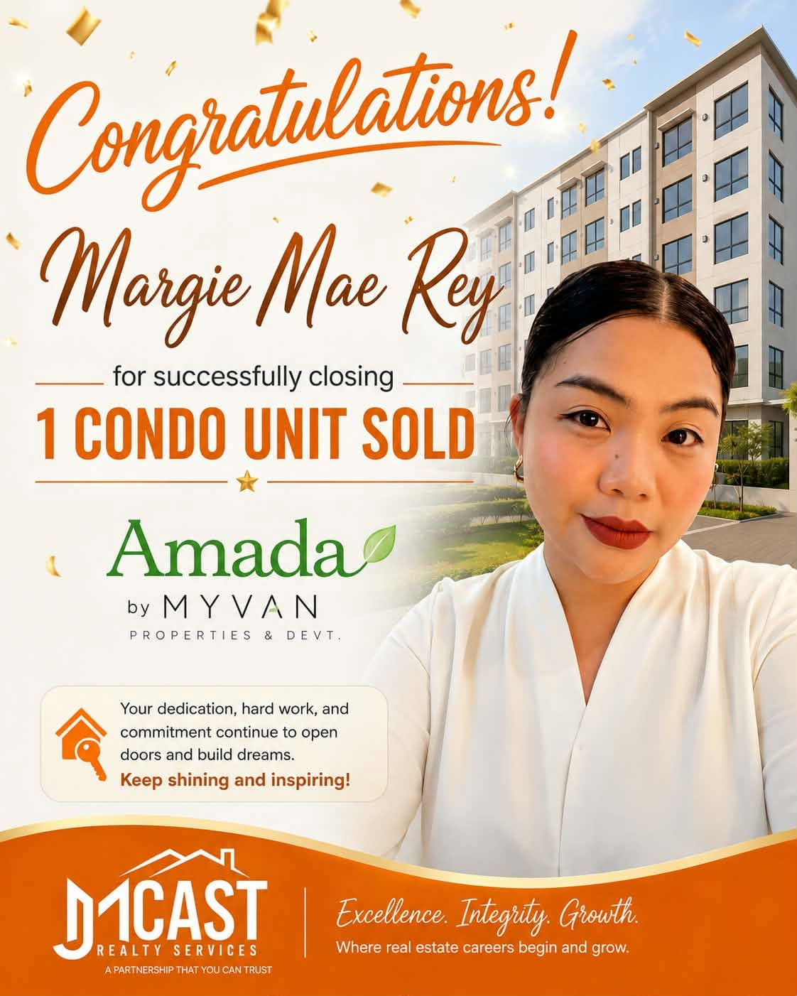 Congratulations to our amazing Sales Agent, Margie Mae Rey!